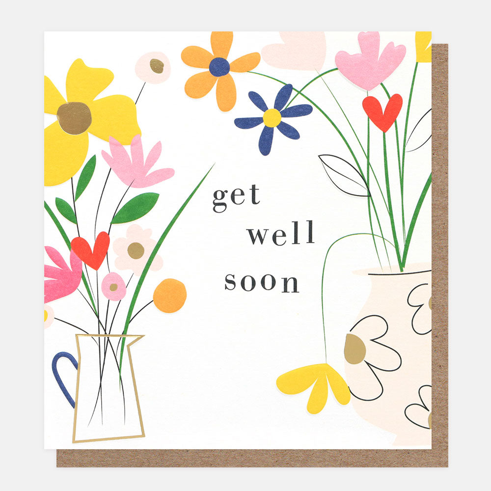 Get Well Soon Floral Vases Card