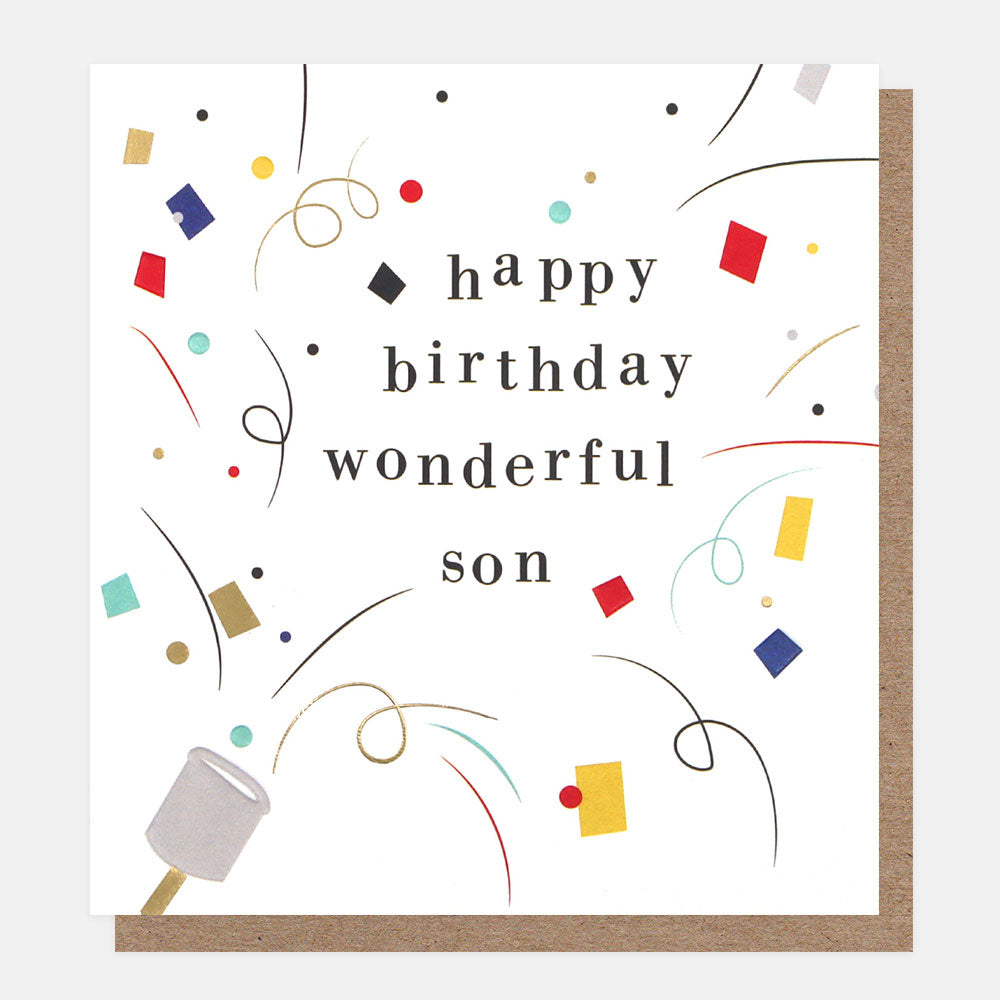 Caroline Gardner Happy Birthday Wonderful Son card featuring colorful, cheerful design for celebrating a special occasion.