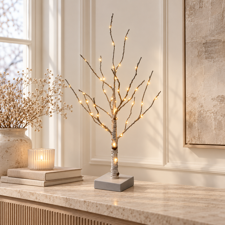 60cm Pre-Lit Battery Operated Birch Tree