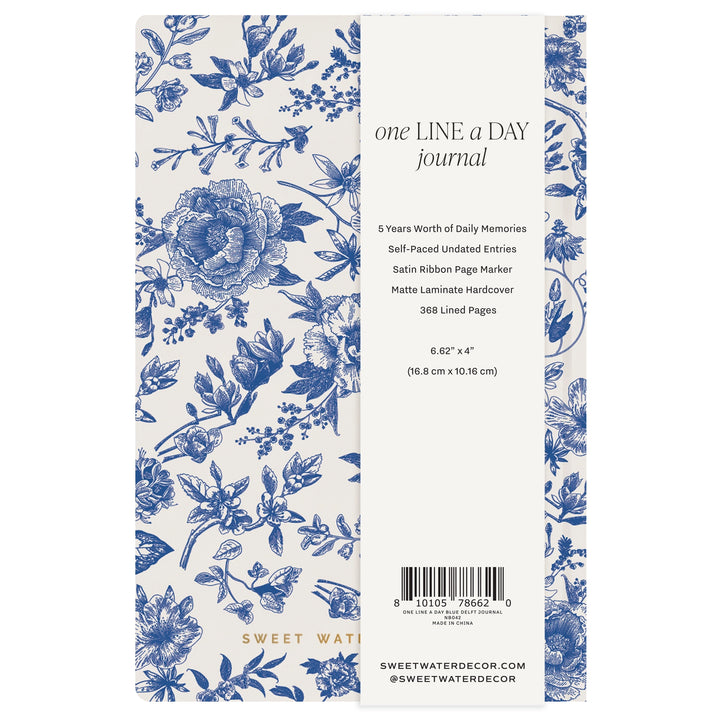 One Line A Day Journal - Blue Delft