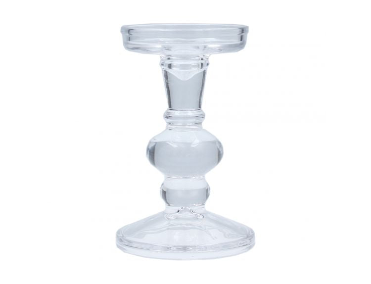 Small clear glass ball candlestick from Gisela Graham Easter collection by Cornucopia Home and Gift.
