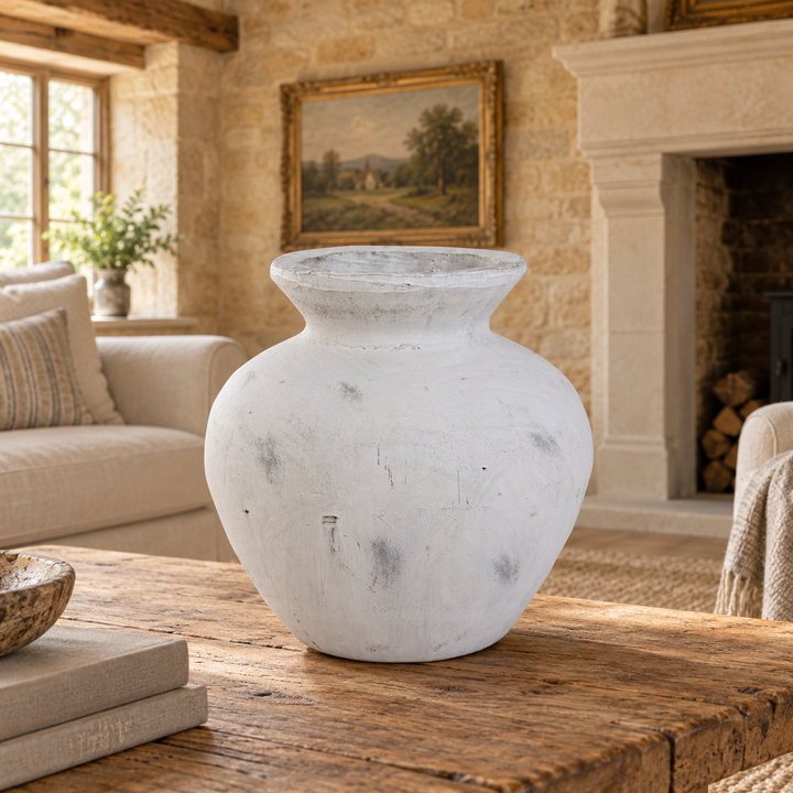 Antique White Textured Vase