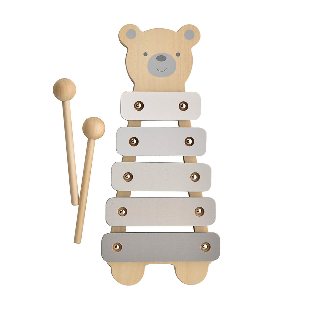 Wooden Teddy Xylophone by Widdop & Co, featuring colorful wooden bars and a cute teddy bear design for children.