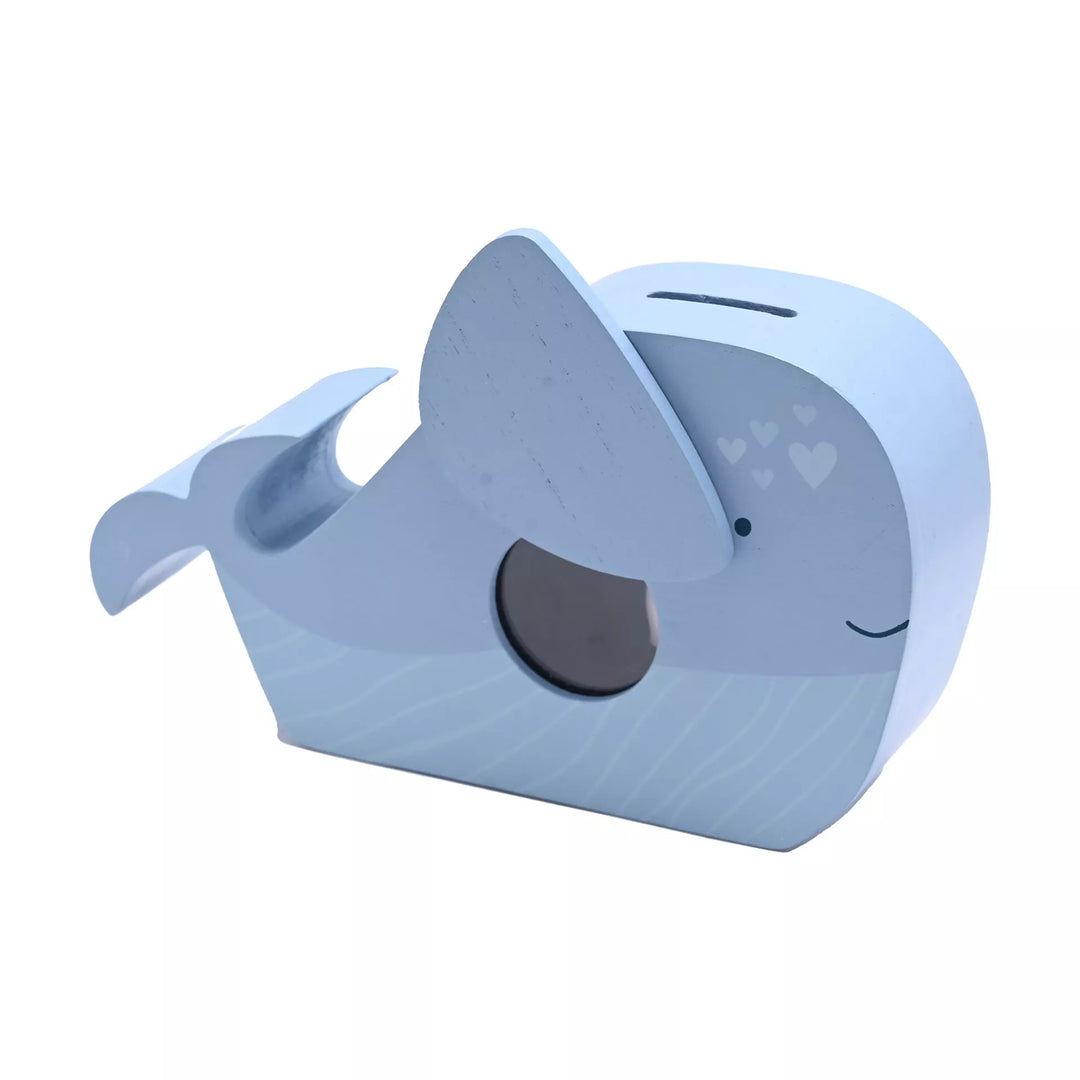 Cornucopia Home and Gift Petit Cheri Whale Money Box, 20cm, Widdop &amp; Co decorative ceramic coin bank with whale design.