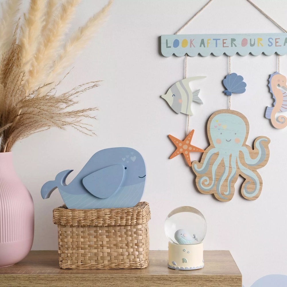 Petit Cheri whale-shaped money box by Widdop & Co, 20cm tall, featuring a cute whale design for saving coins.
