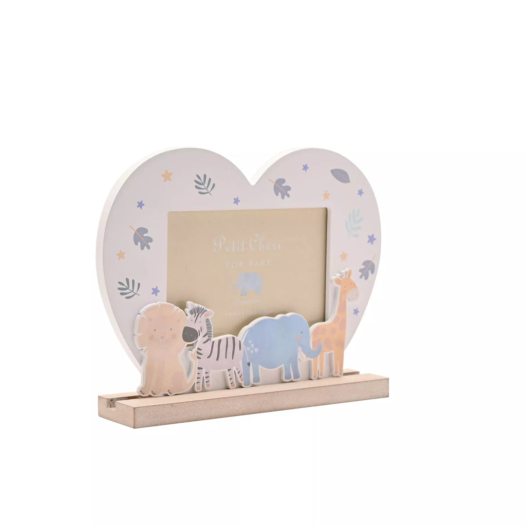 Widdop &amp; Co Petit Cheri Animals Heart Photo Frame 6x4 with cute animal illustrations, perfect for displaying cherished photos