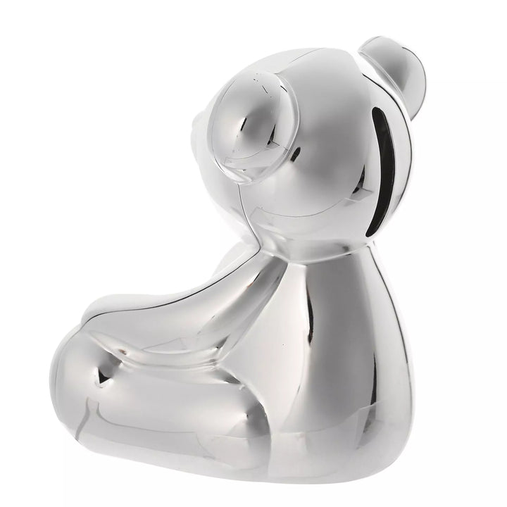 Silver Teddy Money Box