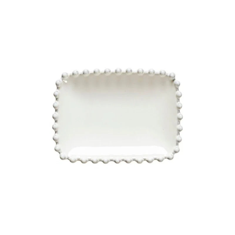 Pearl white bath soap dish by Cornucopia Home and Gift from My Gifts Trade, 14cm ceramic holder for soap and accessories