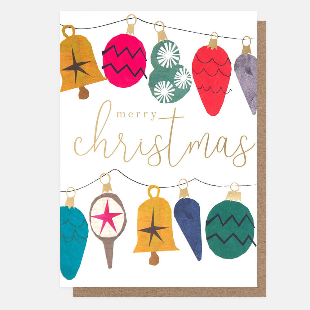 Merry Christmas Bauble Cards - Pack of 6, Gold Foil