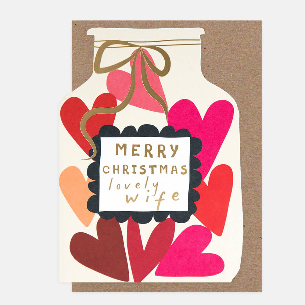 Merry Christmas Lovely Wife Jar Die-Cut Card