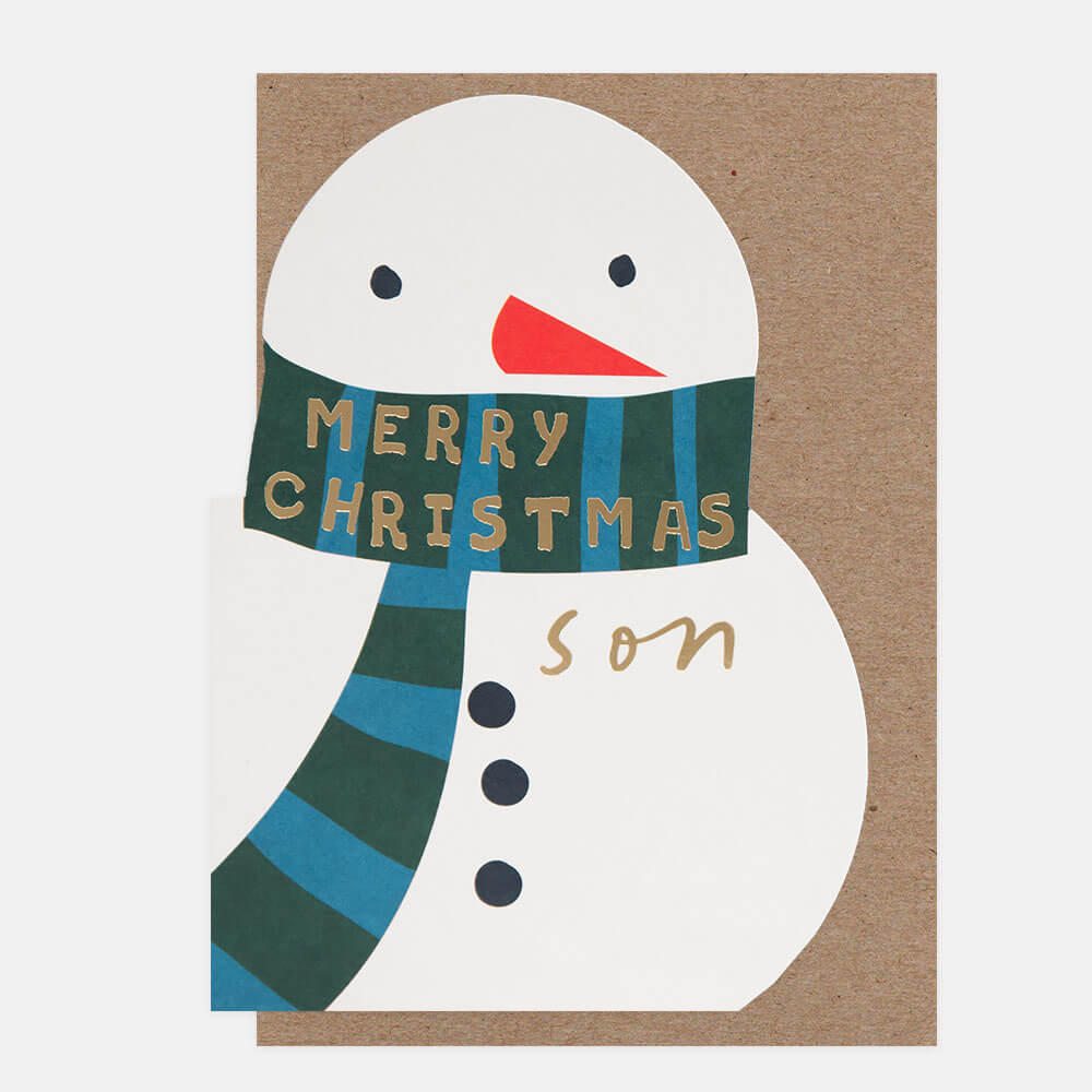 Merry Christmas Son Snowman Die-Cut Card