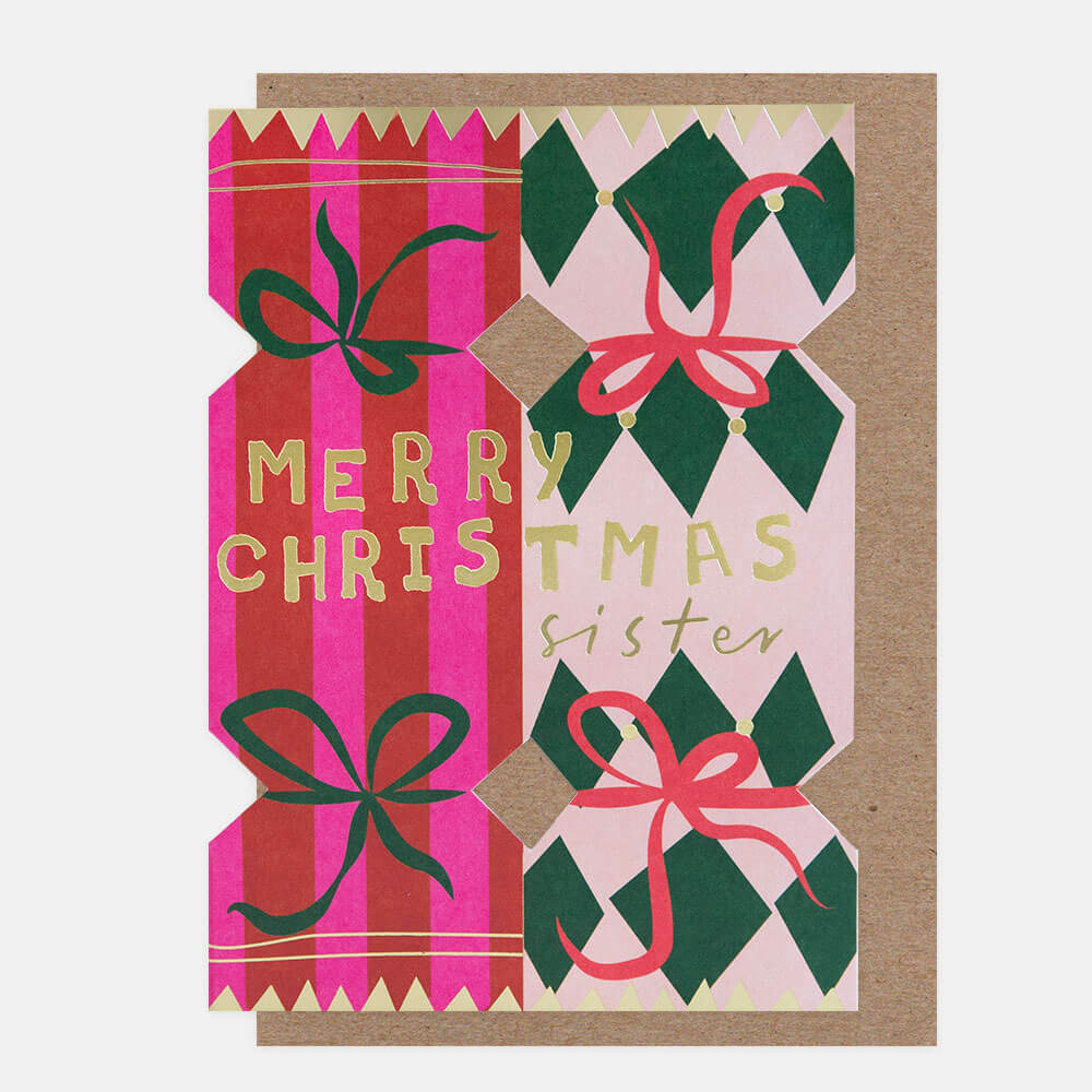 Merry Christmas Sister Crackers Die-Cut Card