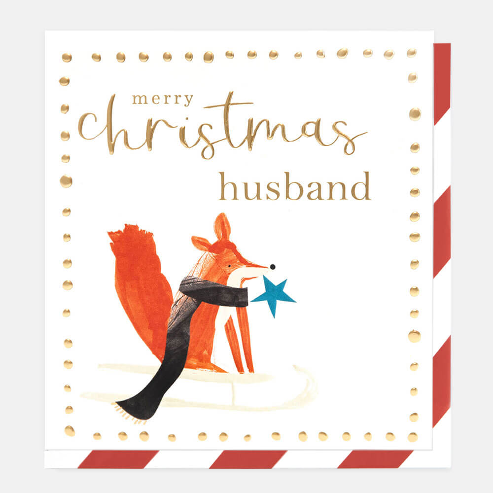 Merry Christmas Husband Fox Christmas Card