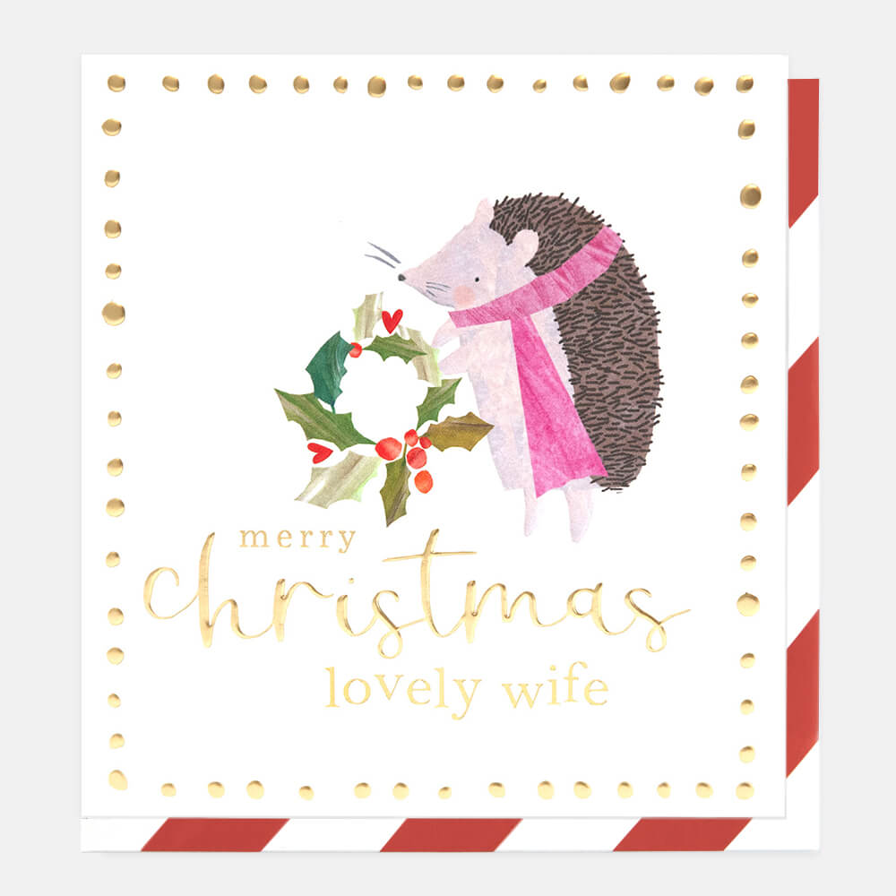 Merry Christmas Lovely Wife Hedgehog Christmas Card