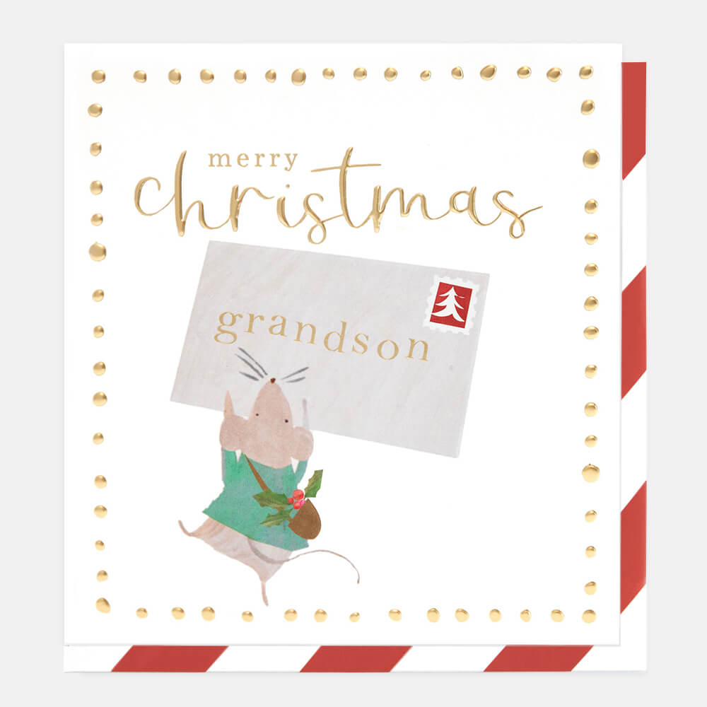 Merry Christmas Grandson Mouse Christmas Card
