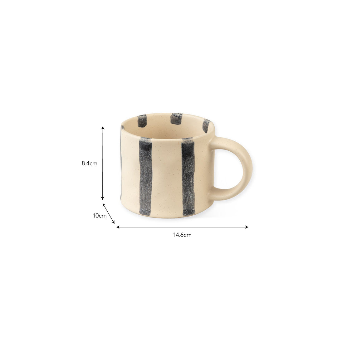 Woolstone Striped Mugs - Stoneware, Ink, Set of 2