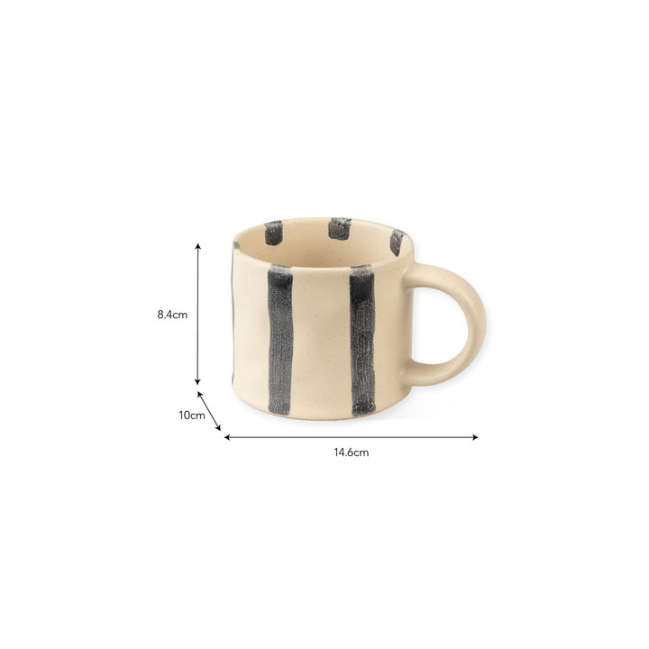 Woolstone Striped Mugs - Stoneware, Ink, Set of 2