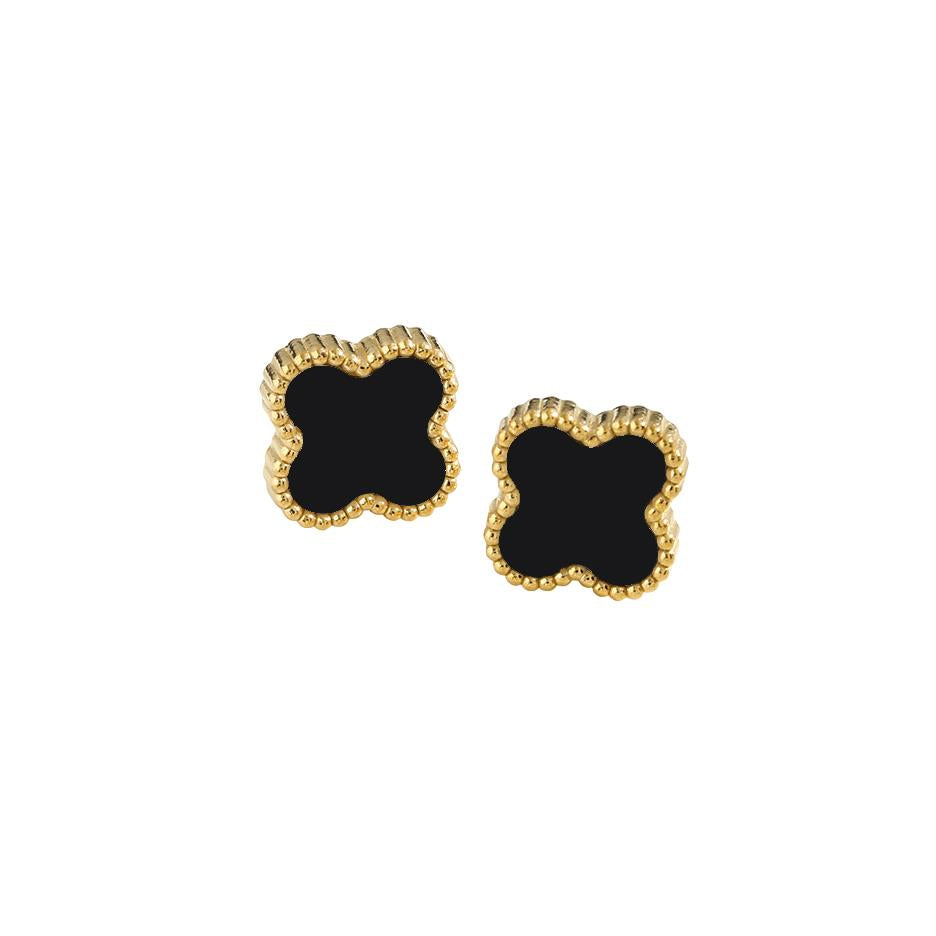White leaf stud earrings from Black Clover by Cornucopia Home and Gift, featuring delicate leaf-shaped jewelry in a clean, minimalist design.