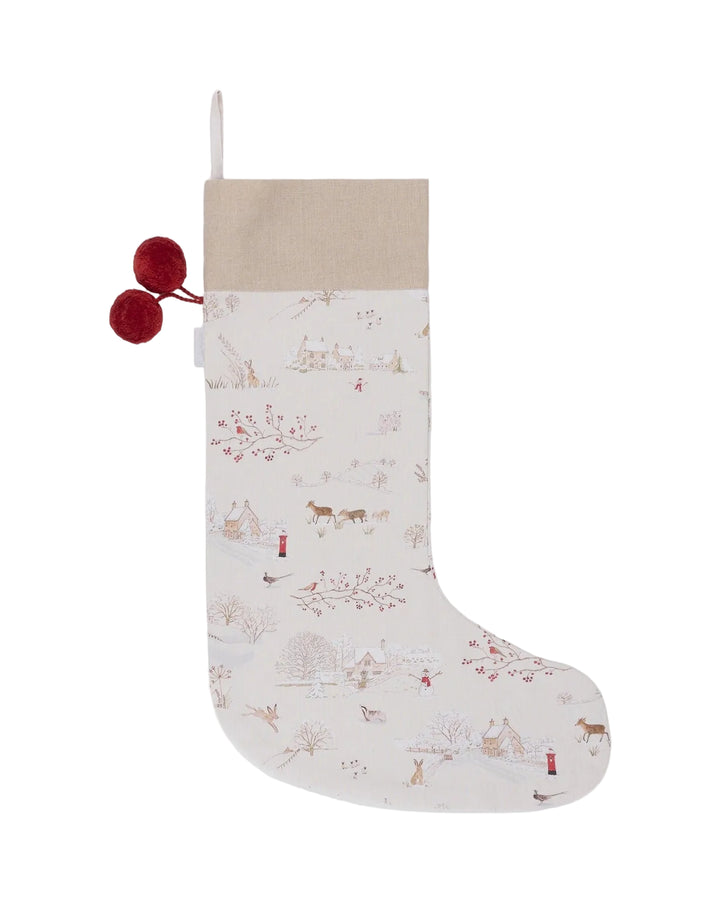 Snowy Village Christmas Stocking