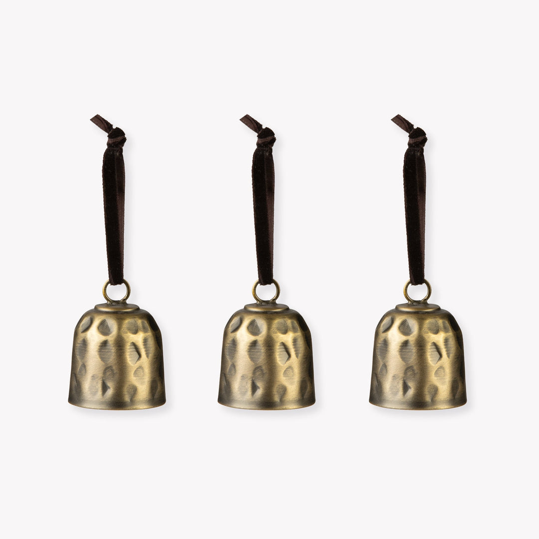 Hammered Bell - Steel, Antique Brass Finish, Set of 3