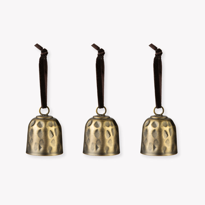Hammered Bell - Steel, Antique Brass Finish, Set of 3
