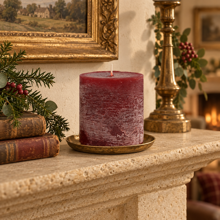 Large Pillar Candle - Burgundy