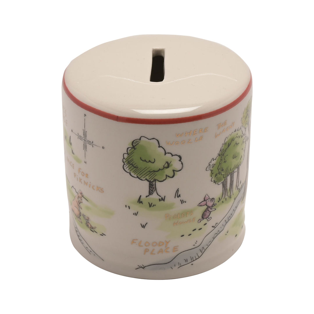 Winnie Pooh ceramic money bank by Widdop &amp; Co featuring a cute Pooh character for saving coins.