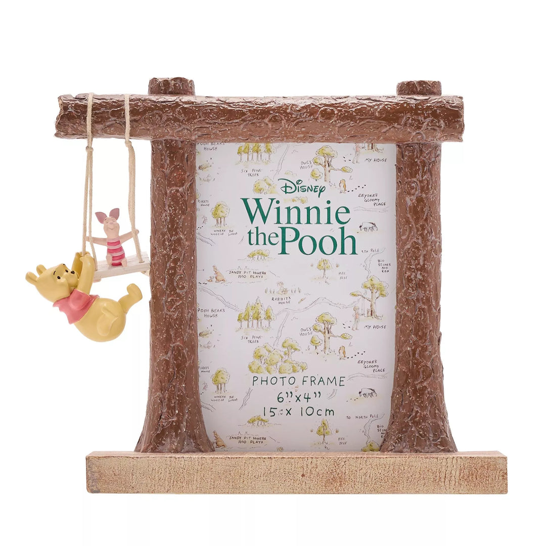 Disney Winnie the Pooh and Piglet swing photo frame by Widdop & Co, featuring colorful cartoon characters and a charming design.