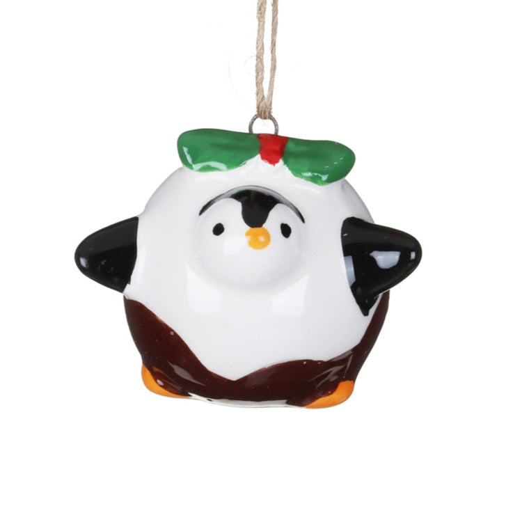 Penguin in Christmas Pudding Tree Decoration