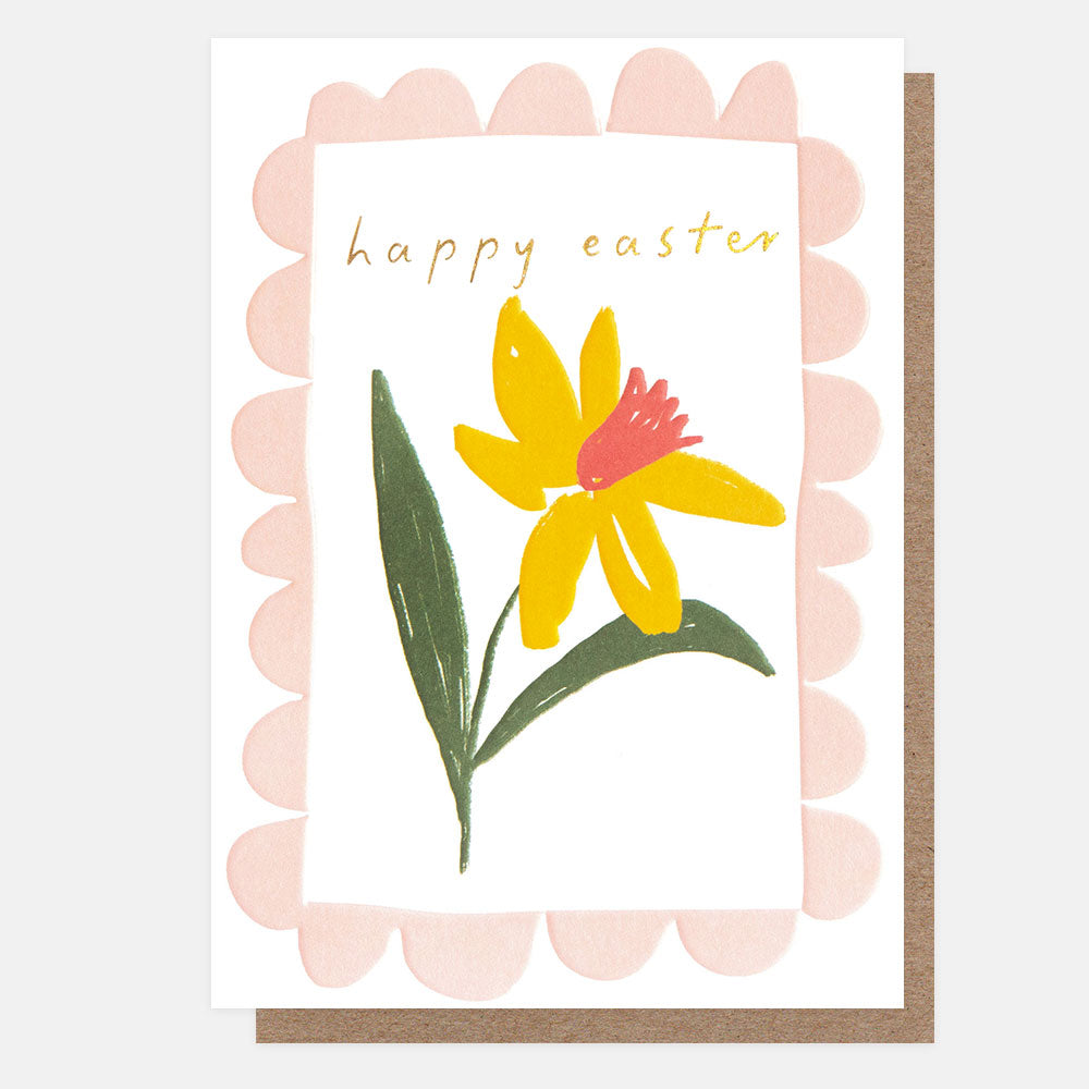 Happy Easter Daffodil With Scalloped Card
