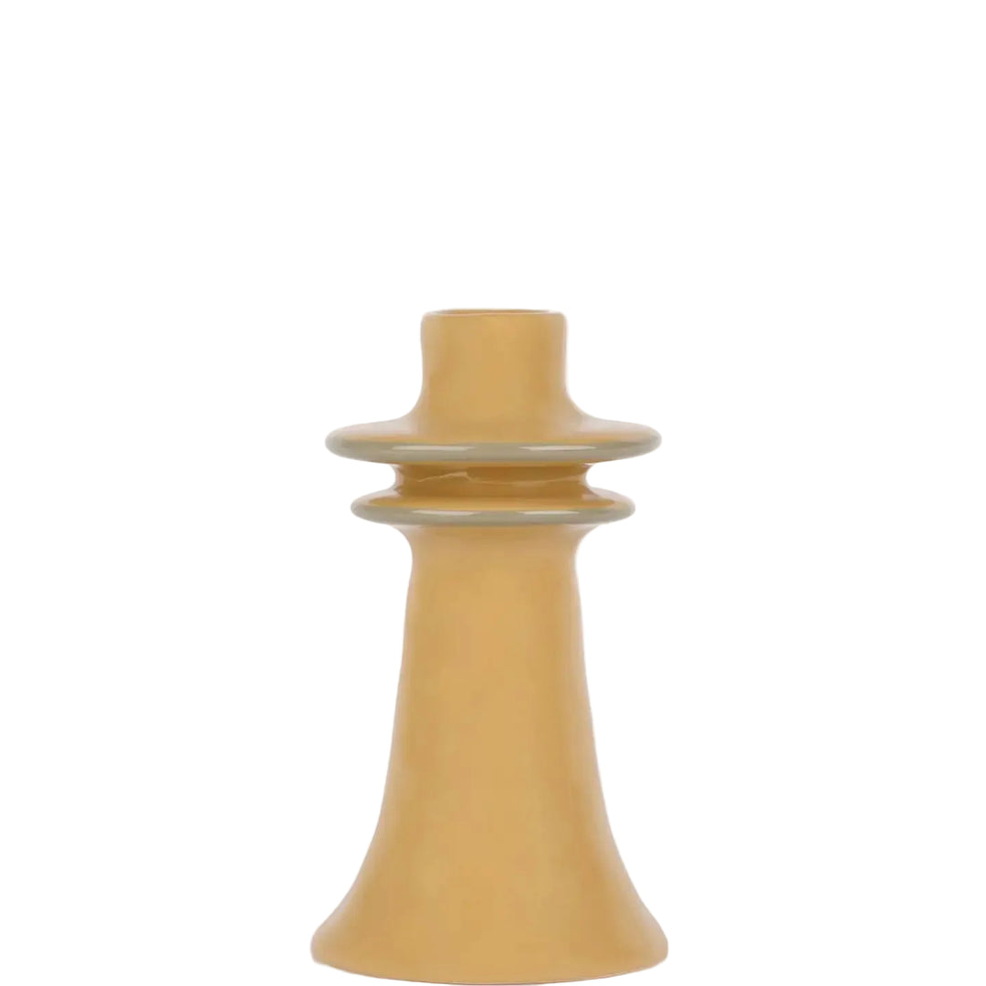 Mustard Stoneware Candlestick Holder