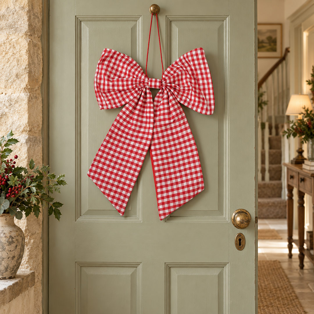 Red Gingham Hanging Bow