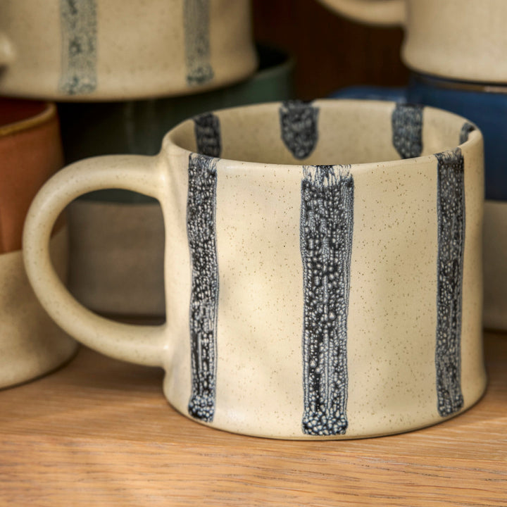 Woolstone Striped Mugs - Stoneware, Ink, Set of 2