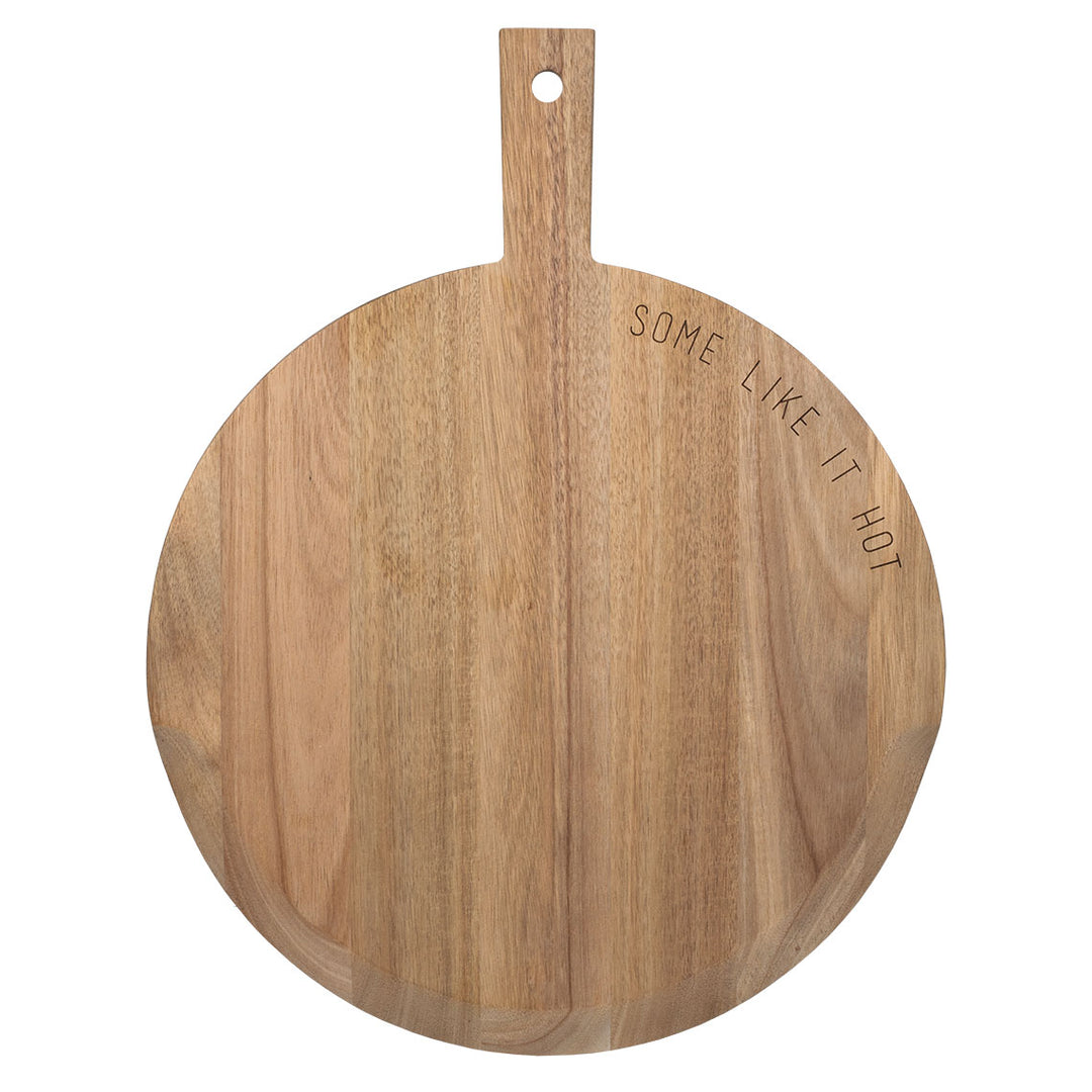 Radër Acacia wood pizza and tart serving tray by Cornucopia Home and Gift, featuring a rustic, natural wood finish.
