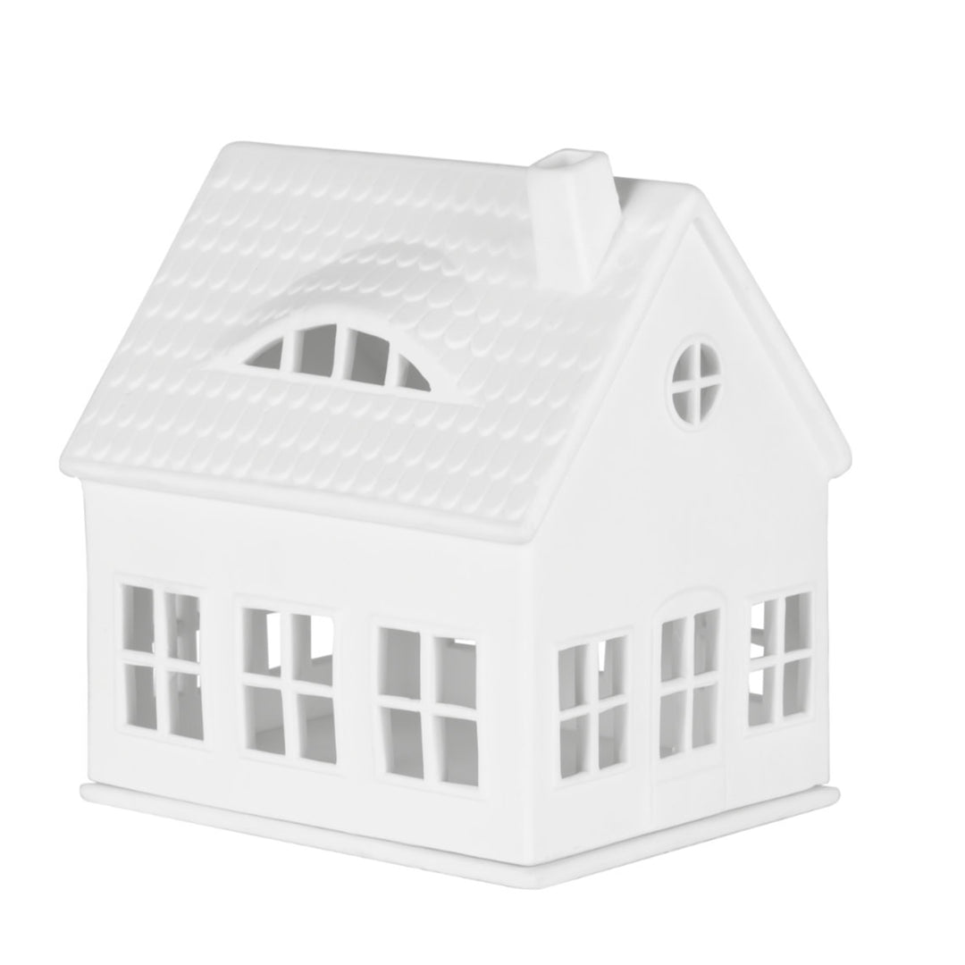 Cornucopia Home and Gift Räder Dormer Tea Light House, decorative wooden radër with detailed windows and roof, perfect for cozy ambiance.