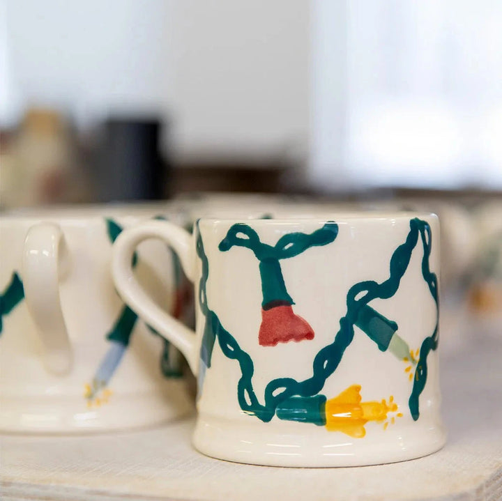 Emma Bridgewater Christmas fairy lights small mug with festive fairy light pattern, perfect for holiday decorations and cozy moments.