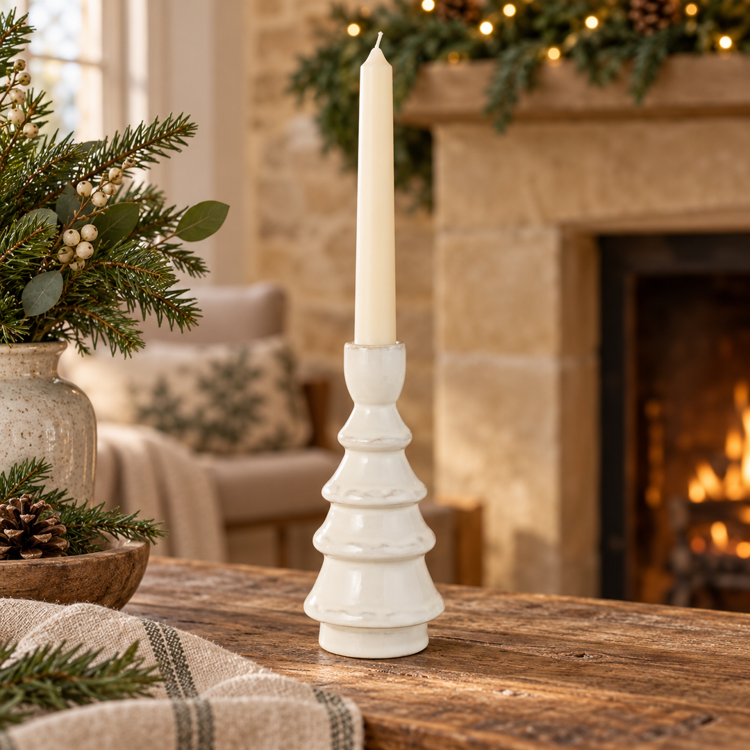 Porcelain Grooved Candle Holder