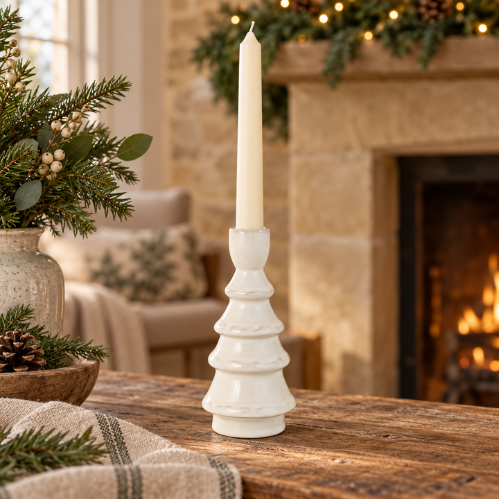 Porcelain Grooved Candle Holder