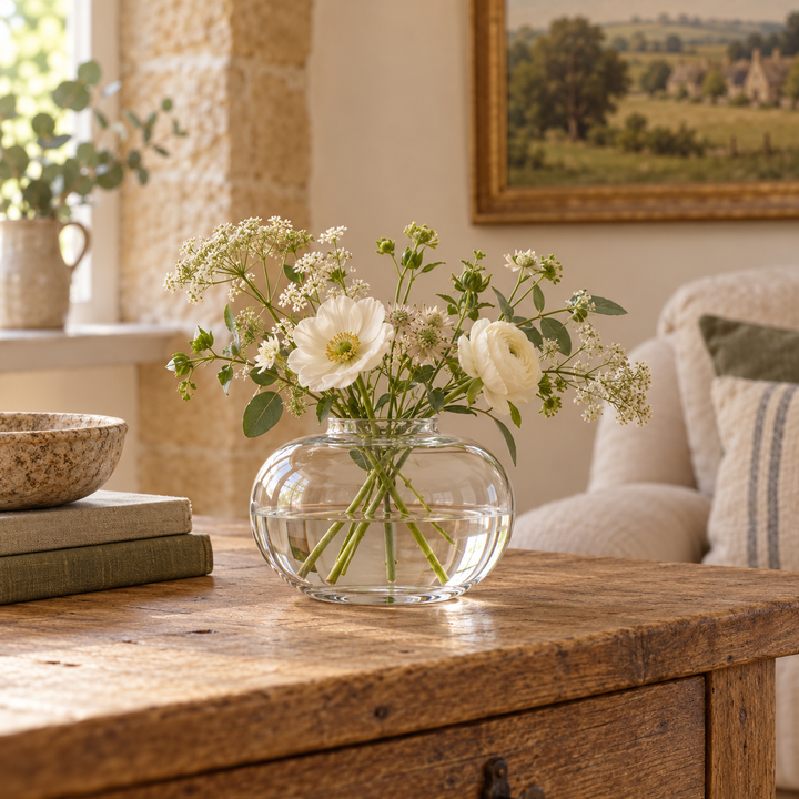 Small Curved Glass Bouquet Vase - 15cm