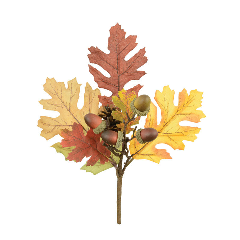Autumn Oak Pick 30cm from Floralsilk Halloween 2025 by Cornucopia Home and Gift, featuring realistic fall-colored oak leaves and branches.