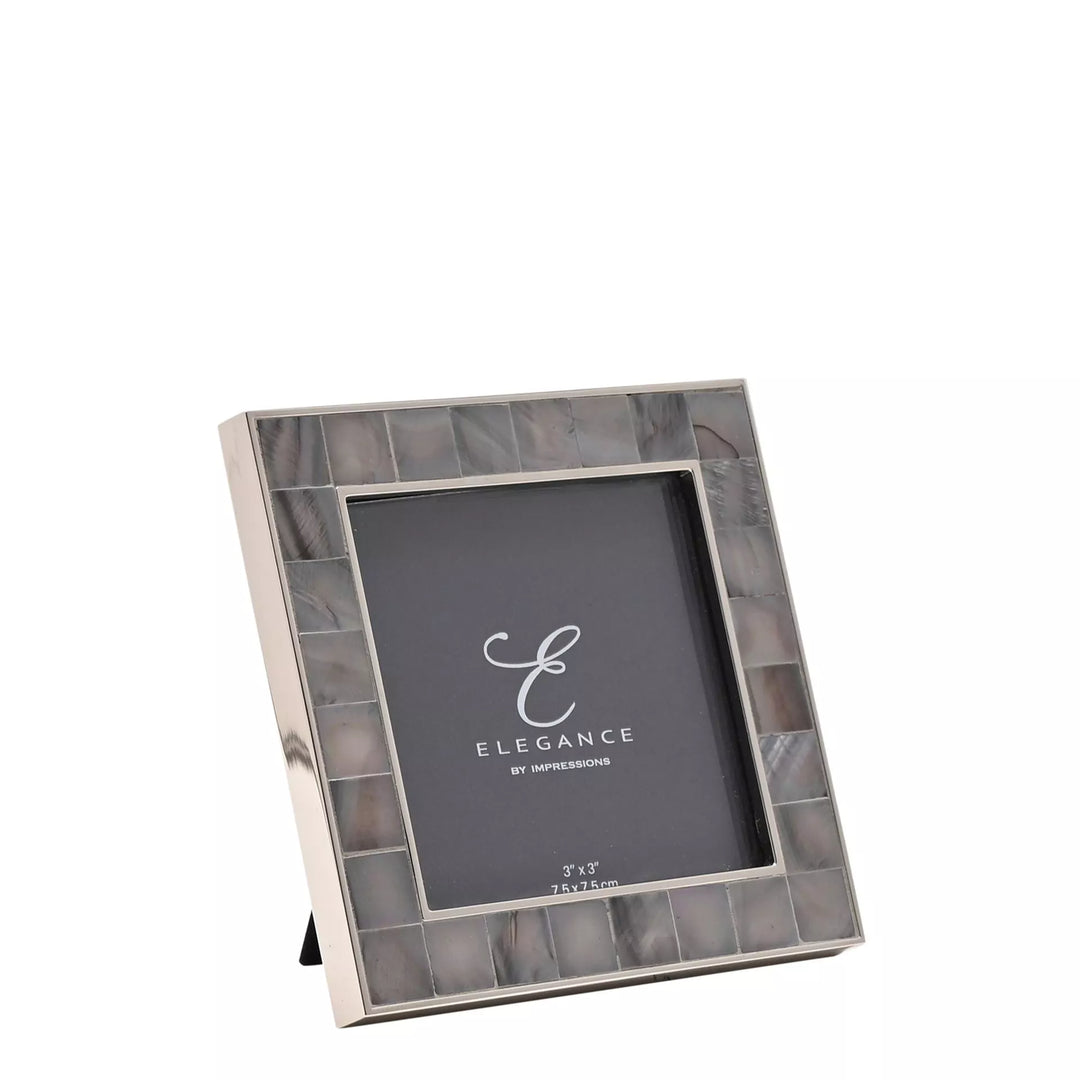 Elegance Grey Mother of Pearl 3x3 photo frame by Widdop &amp; Co, featuring a stylish, textured design for displaying photos.