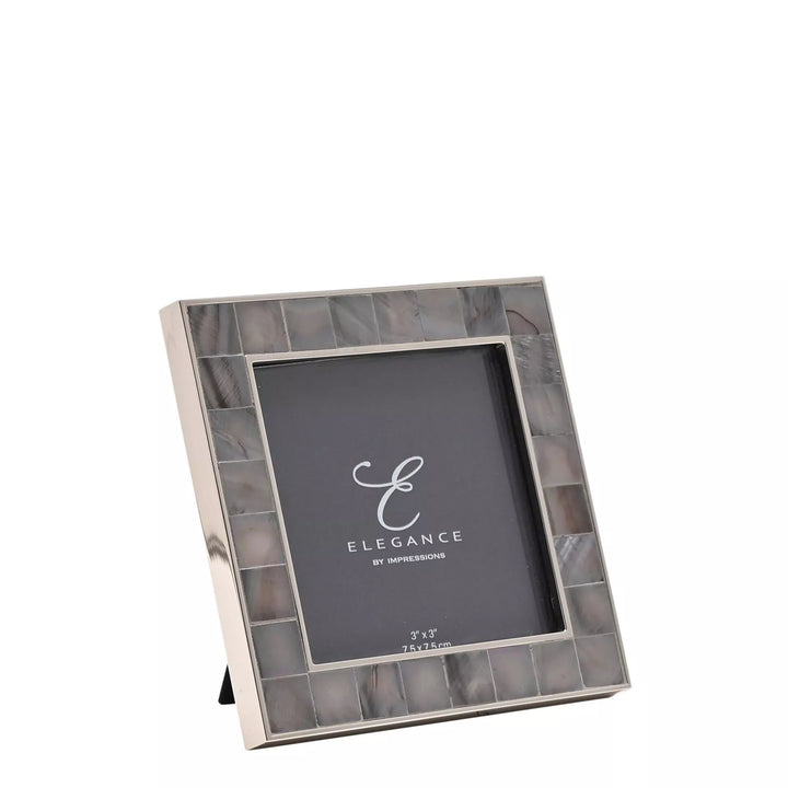 Elegance Grey Mother of Pearl 3x3 photo frame by Widdop &amp; Co, featuring a stylish, textured design for displaying photos.