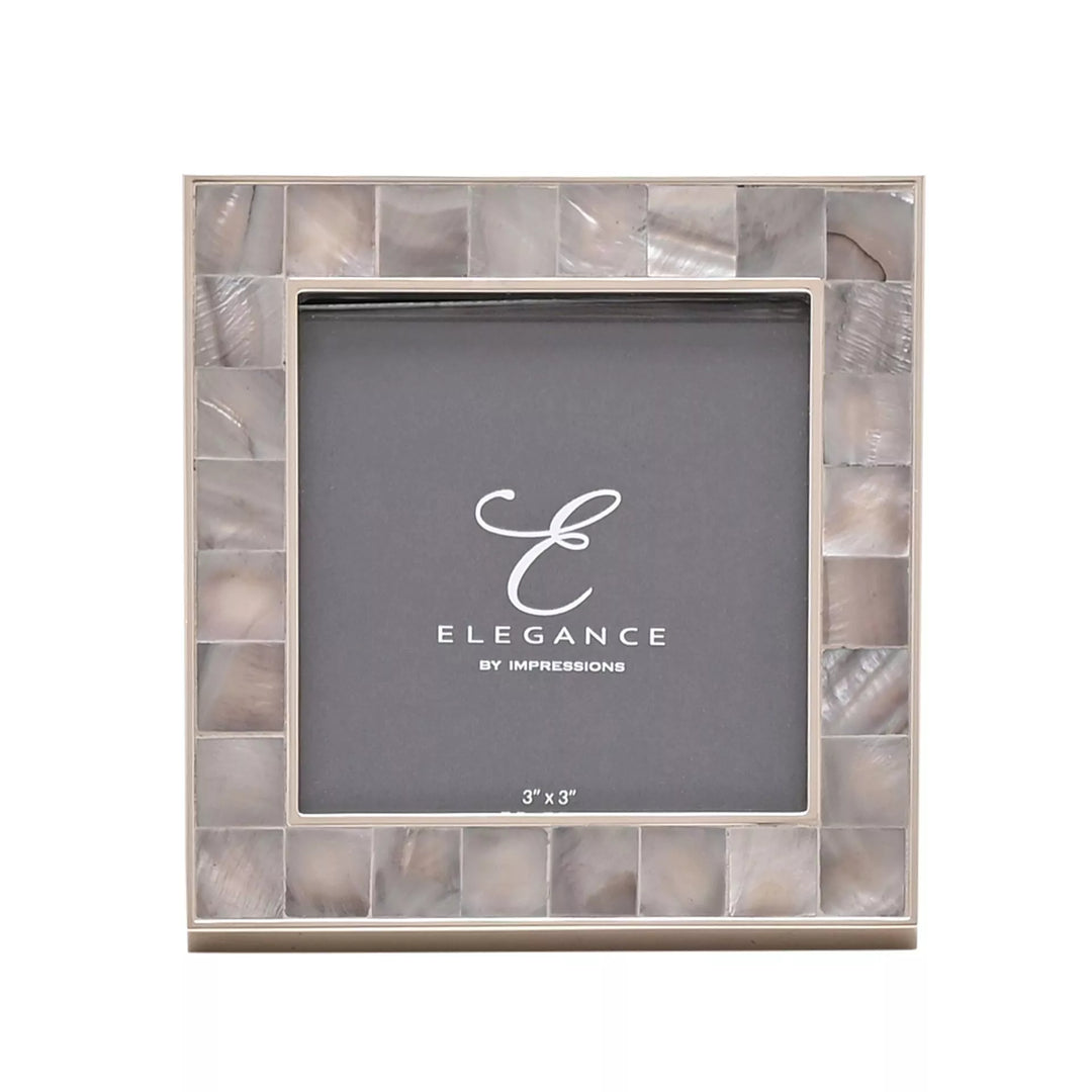 Grey mother of pearl 3x3 photo frame by Widdop & Co, part of Cornucopia Home and Gift, featuring a polished, elegant design.