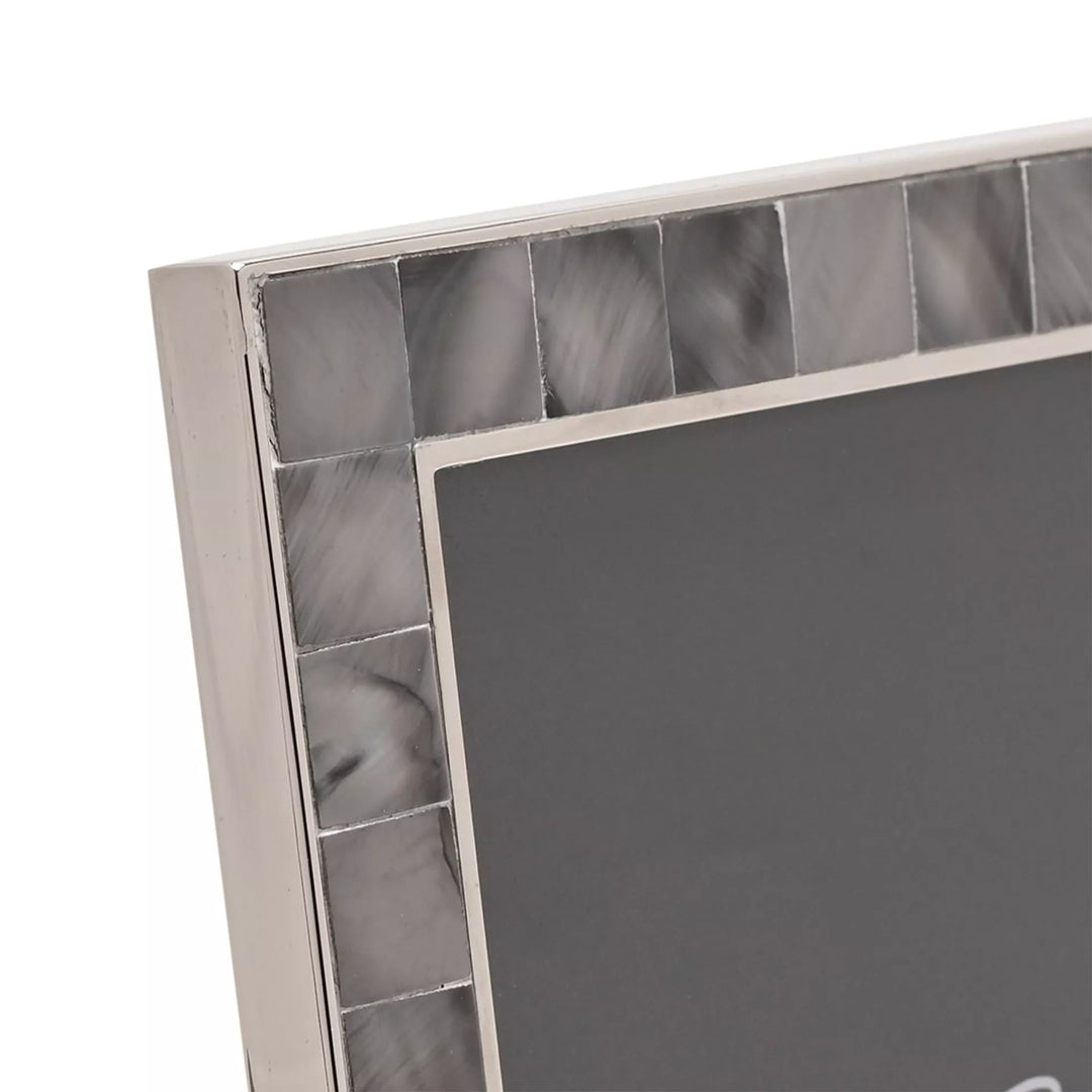 Grey mother of pearl 4x6 photo frame by Widdop &amp; Co, Cornucopia Home and Gift, featuring a sleek, elegant design.