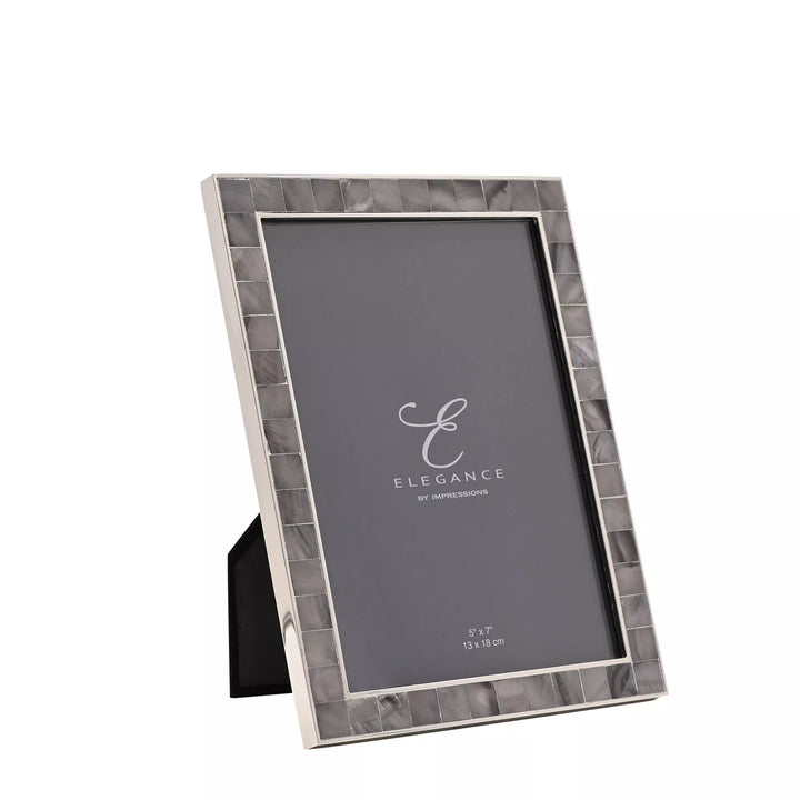 Grey mother of pearl 5x7 photo frame by Widdop &amp; Co, Cornucopia Home and Gift, featuring an elegant, polished design.