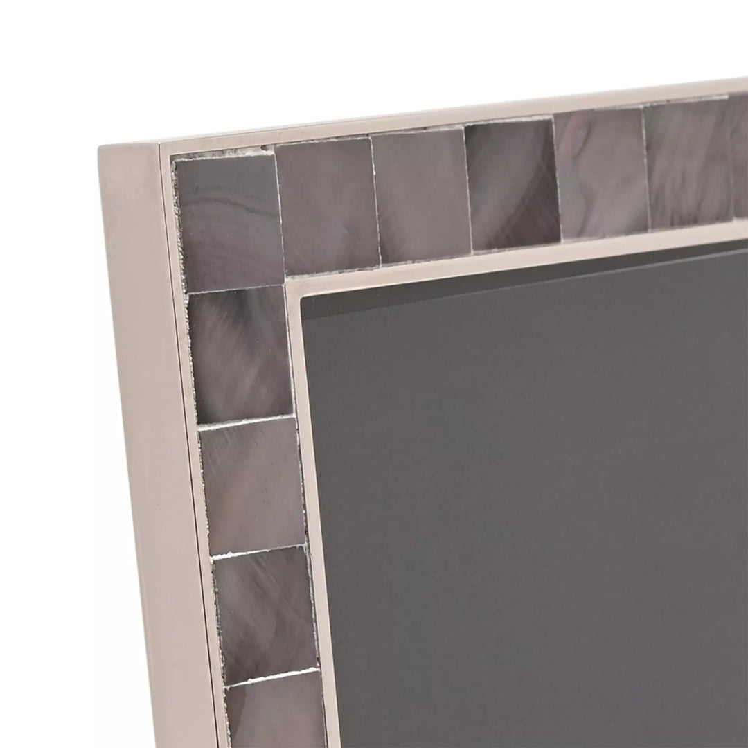 Elegance Grey Mother of Pearl 5x7 photo frame by Widdop &amp; Co with a glossy, textured finish and decorative border.