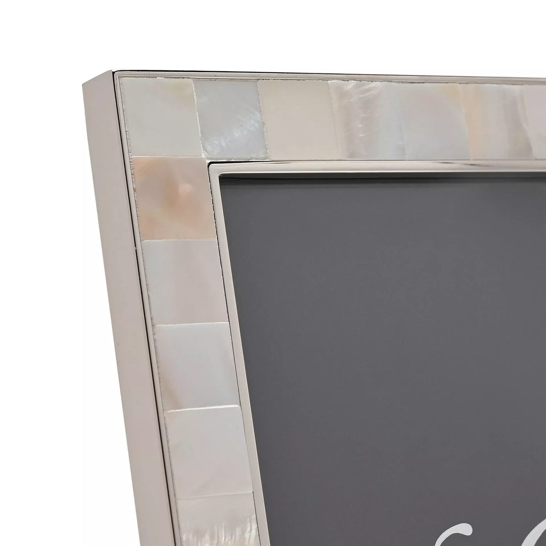 Widdop &amp; Co Cornucopia Home metal photo frame with mother of pearl accents, elegant display for cherished photographs.