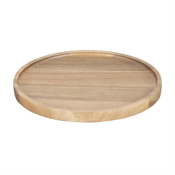 Large mango wood plate from Cornucopia Home and Gift, 38cm, showcasing a smooth, natural wood surface with a round shape and rustic finish.