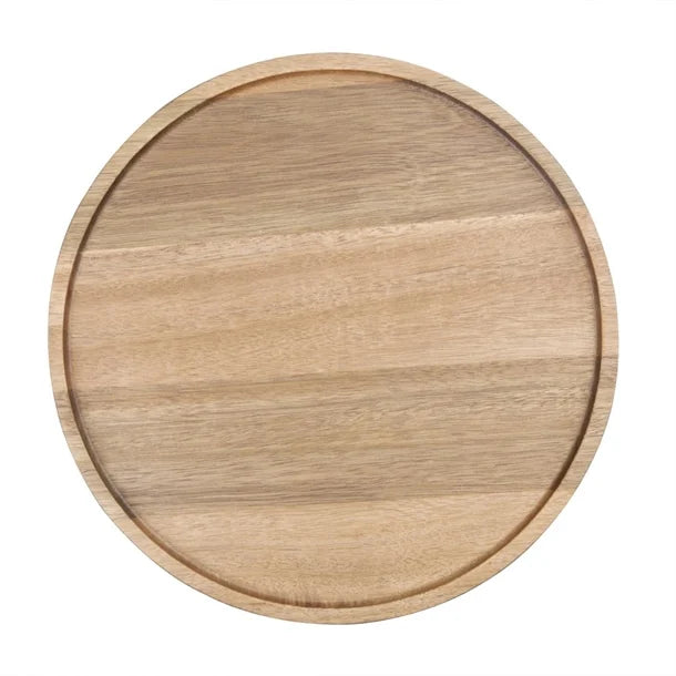Large mango wood plate from Cornucopia Home and Gift, 38cm, showcasing natural wood grain and rustic design.