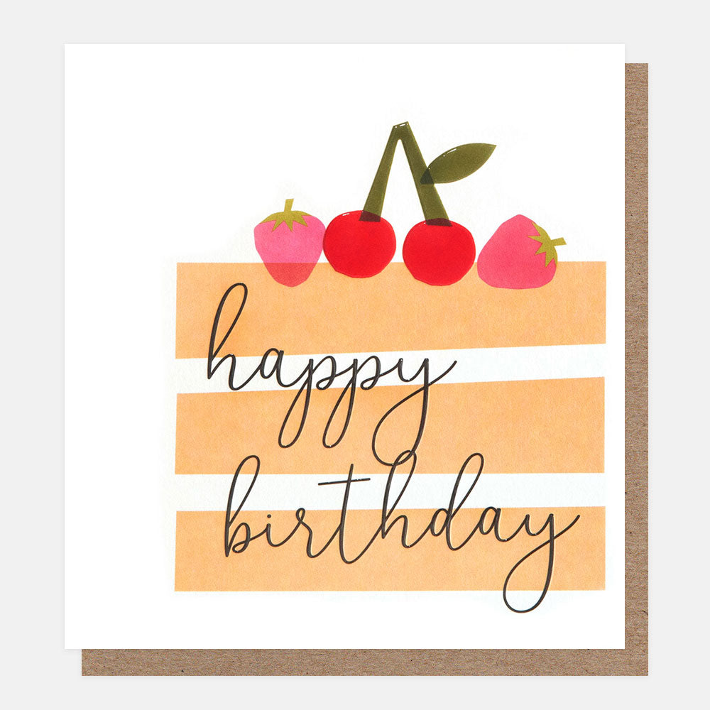Happy Birthday Layered Cake with Berries Card